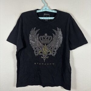 Sean John Womens Shirt Top L Large Short Sleeve Solid Comfort Soft Excellent